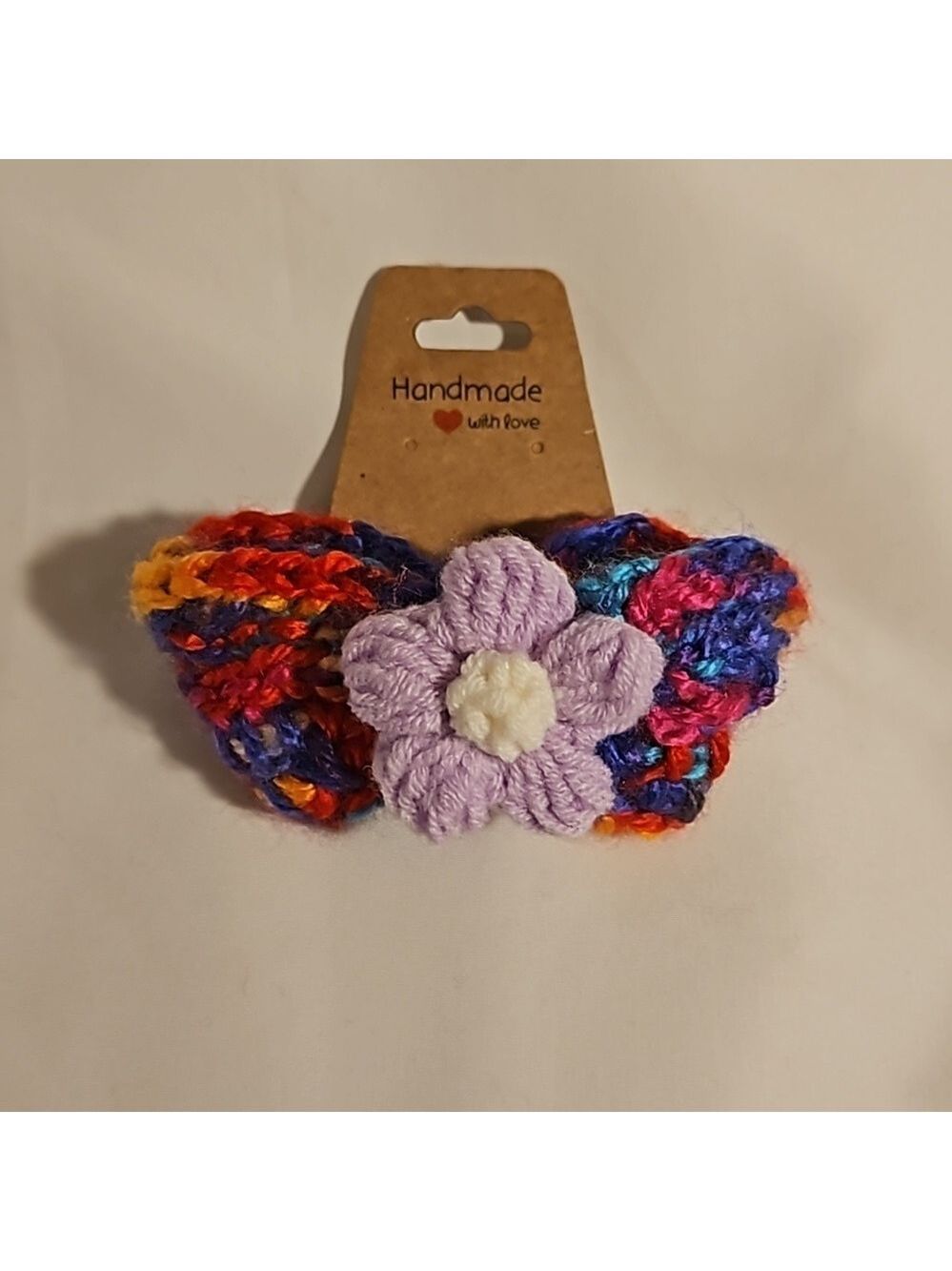 Hand Knit Crochet Flower Barrette Clip Purple - Picture 9 of 17